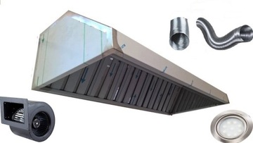 Okap Gastronomiczny 100x70x40 FILTRY TURBINA Ośwletlenie LED