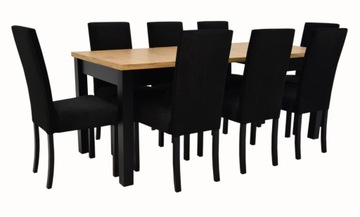 DUŻY stół rozkładany boho 100x200/300 + 8 x drewniane krzesło VELVET kolory