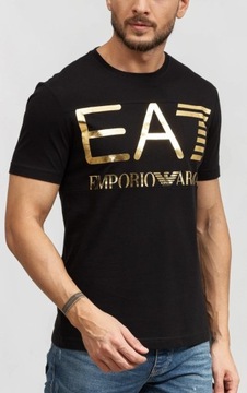 T-SHIRT EMPORIO ARMANI EA7 38 M złote logo