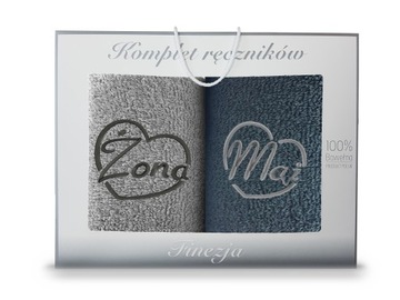 Komplet ręczników ŻONA MĄŻ 50x90 PREZENT ŚLUBNY