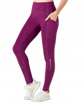 Legginsy sportowe Kieszenie Wysoki Stan Fiolet S
