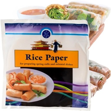 Papier Ryżowy Okrągły Do Sajgonek i Spring Rolls Bezglutenowy 22cm 200g