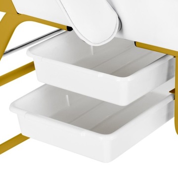 КОСМЕТИЧЕСКОЕ КРЕСЛО 557G С ПОДДОНАМИ БЕЛОГО ЗОЛОТА