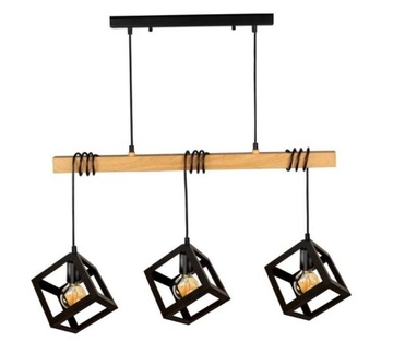 Lampa sufitowa wisząca E27x3 SWEDEN WOOD listwa czarny/brązowy- metal POLUX