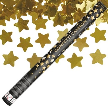 TUBA STRZELAJĄCA gwiazdkami konfetti złote 60cm