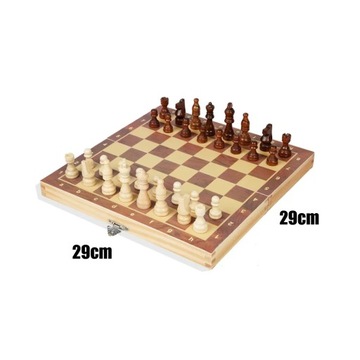 Drewniana składana duża plansza szachy magnetyczne 39-39cm zestaw elementó