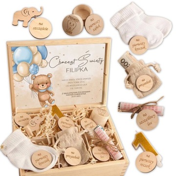 ПОДАРОК ​​ДЕВОЧКЕ НА ДЕНЬ РОЖДЕНИЯ В ДЕРЕВЯННОЙ КОРОБКЕ ESSENTIAL TEDDY BEAR + ИМЯ