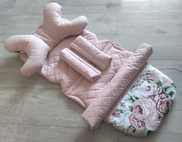 Вкладыш для коляски Rose S+подушка+защита ремней и повязка на голову
