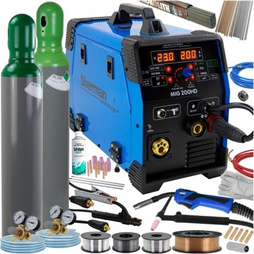 Spawarka MIGOMAT INWERTOROWA SHERMAN 200A 230V Zestaw 2xBUTLA MASKA DRUTY