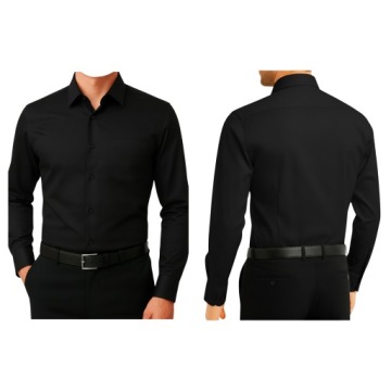 CZARNA MĘSKA KOSZULA ROZMIAR L 41/42 DŁUGI RĘKAW GŁADKA DOPASOWANA