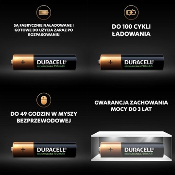 4 батарейки Duracell R03 / AAA 750 мАч
