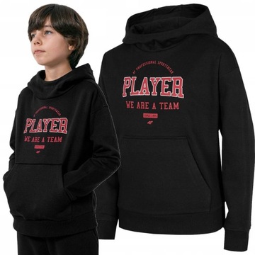 BLUZA CHŁOPIĘCA DZIECIĘCA 4F Z KAPTUREM BAWEŁNIANA SPORTOWA CIEPŁA