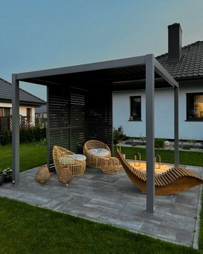 Пергола-терраса ALU серая с открывающейся крышей 3х4м PRO