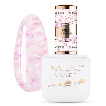 NaiLac Baza kauczukowa do paznokci z folią drobinami Glammy Base 7ml WYBÓR