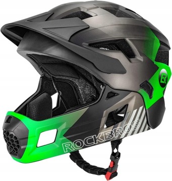 ROCKBROS Kask Dziecięcy Rowerowy Odporny na Wstrząsy Regulowany Zielony S