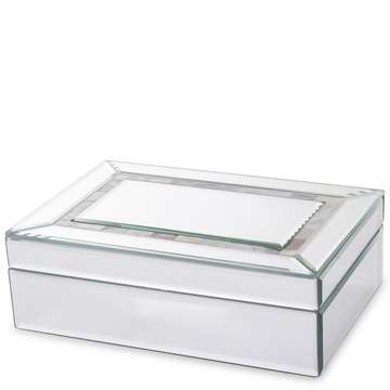 SZKLANA SZKATUŁKA PERŁOWA NA BIŻUTERIĘ KASETKA GLAMOUR SREBRNA