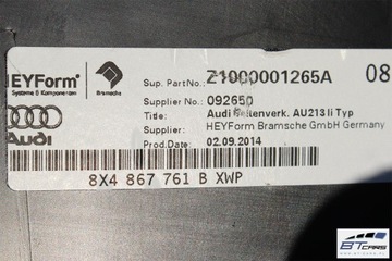 AUDI A1 SPORTBACK BAGAŻNIK BOCZEK + DYWAN 8X4867761B 8X4867762B 8X0863459 8