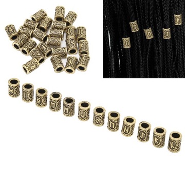 24шт бусины для бороды викингов, бронза, 24 узора, сделай сам