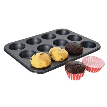 Blaszka do Pieczenia Muffinek Babeczek Foremka do Muffin z Papilotkami