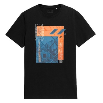 4F T-shirt Koszulka Męska TSM012 Głęboka Czerń M