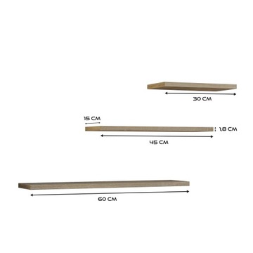 НАБОР ИЗ 3 ПОДВЕСНЫХ ПОЛОК TOBI 3P ДУБ СОНОМА