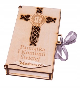 Pudełko na pieniądze Pamiątka Komunii Świętej ażur