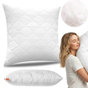 PODUSZKA 45x45 ANTYALERGICZNA PIKOWANA GRUBA MIĘKKA BIAŁA ZAMEK PRODUCENT