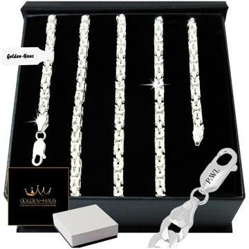 MĘSKI ŁAŃCUSZEK SPLOT KRÓLEWSKI SREBRO 925 DIAMENTOWANY 55cm/3,5mm+GRAWER