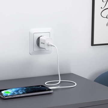 БЫСТРОЕ СЕТЕВОЕ ЗАРЯДНОЕ УСТРОЙСТВО PD БЛОК ПИТАНИЯ 20ВТ + КАБЕЛЬ ДЛЯ IPHONE USB-C LIGHTNING