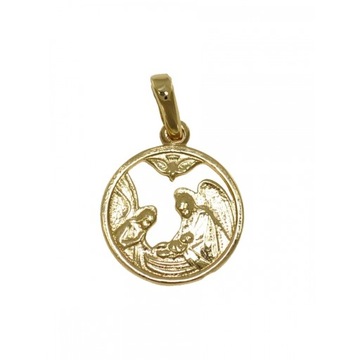 ZŁOTY MEDALIK Z ANIOŁKAMI STAJENKA NA CHRZEST 585