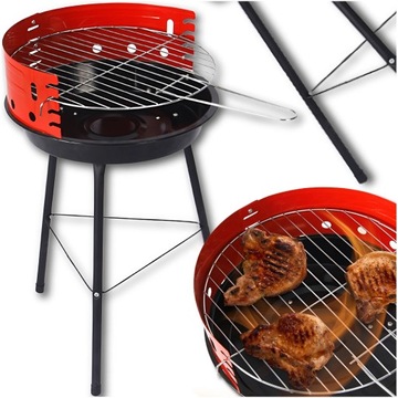 GRILL OGRODOWY WĘGLOWY DO OGRODU TARASU NA WĘGIEL SKŁADANY 35CM + RUSZT