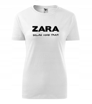 KOSZULKA T-SHIRT zabawna ZARA SZLAK biała