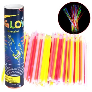 OPASKI ŚWIECĄCE BRANSOLETKI PAŁECZKI FLUO GLOW 100