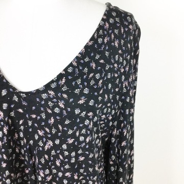 H&M bluzka print wzór rozszerzane rękawy falbanki oversize babydoll kwiatki