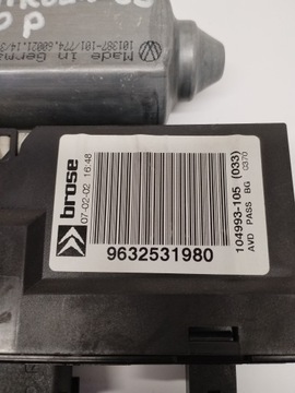 MOTOREK OKNO PRAVÝ PŘEDNÍ CITROEN C5 9632531980