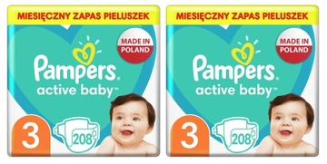 PAMPERS Pieluchy Active Baby 3 Midi 2x208 szt