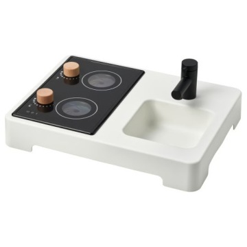IKEA STENMUS Мінікухня для гри, білий/чорний