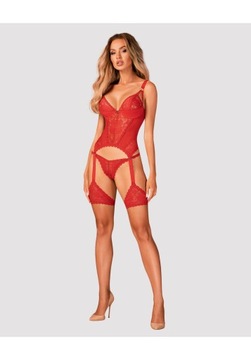 Bielizna Damska Czerwony Gorset Stringi M/L