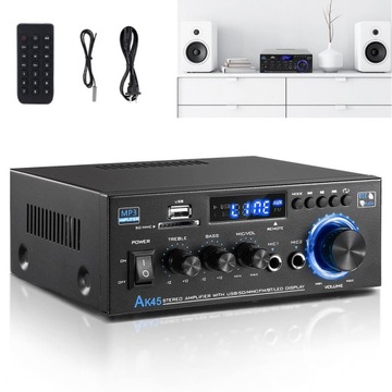 WZMACNIACZ HIFI GŁOŚNIKÓW STEREO BLUETOOTH 5.0 AUDIO FM AUX SD/USB 40W+40W