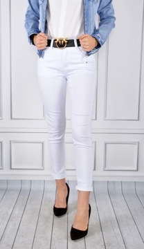 Damskie Spodnie Jeansy Jeansowe Modelujące Białe #