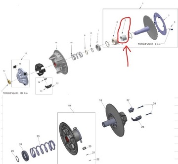 TULEJKA WARIATORA SPRZĘGŁA NAPĘDOWEGO CVTech ATV Segway Snarler AT6 570/600