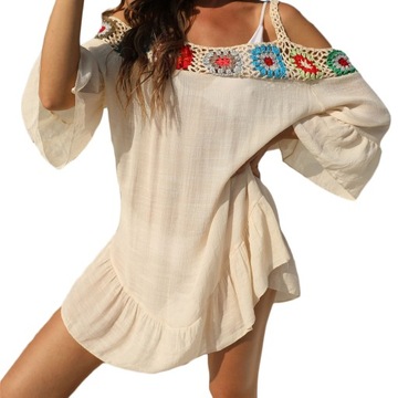 ЛЕТНЕЕ ПЛЯЖНОЕ ПЛАТЬЕ С ОТКРЫТЫМИ ПЛЕЧАМИ