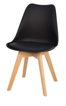 DESIGNERSKIE KRZESŁO CZARNE, NOGI NATURALNEx6szt