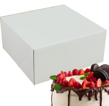 PUDEŁKO NA TORT BIAŁE 28x28x13cm STABILNE OPAKOWANIE MOCNY KARTON