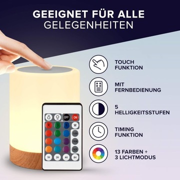 Lampka nocna premium OKOA 3W 13 kolorów 3 poziomy jasności akumulator