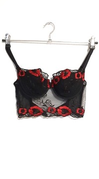 LUPO biustonosz gorsetowy gorset czarny z czerwonym r 70 C