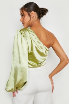 4F4B44 P24 BOOHOO ЗЕЛЕНЫЙ АТЛАСНЫЙ БОДИ M