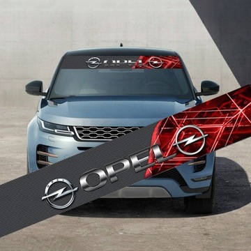 Наклейка с логотипом Opel на лобовом стекле.