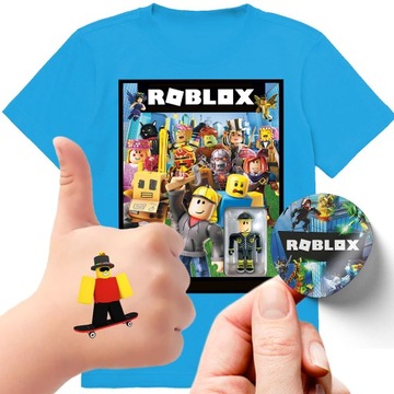 ZESTAW 3W1 KOSZULKA DLA DZIECI TATUAŻE NAKLEJKI ROBLOX 128 JAKOŚĆ