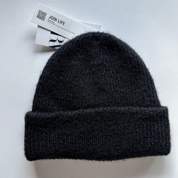 ZARA Czapka Beanie z Wełna Czarna